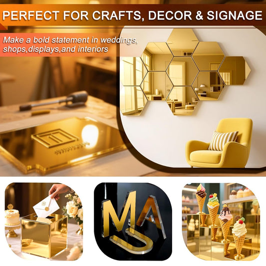 4' x 8' (3/16 inch I 4.5mm Thick) GOLD MIRROR Plexiglass Sheet $265