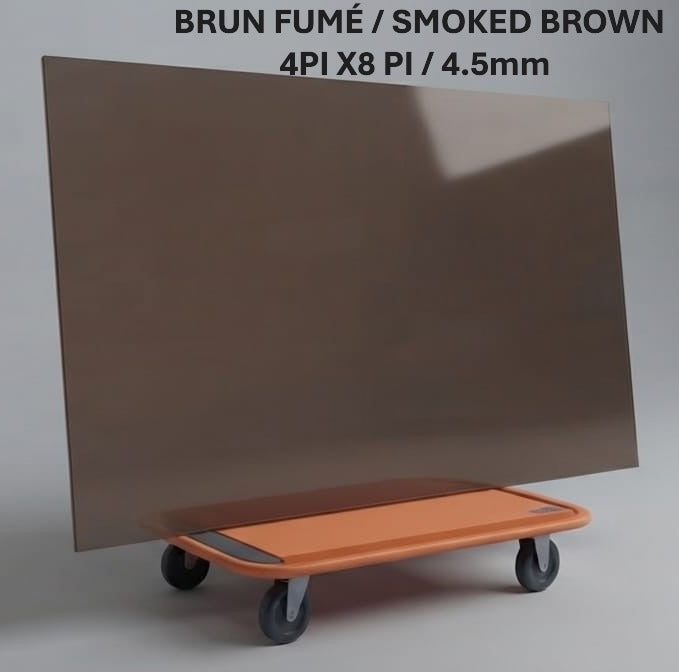 Plaque de plexiglas brun fumé 4 pi x 8 pi (3/16 po / 4,5 mm d'épaisseur) : 225 $