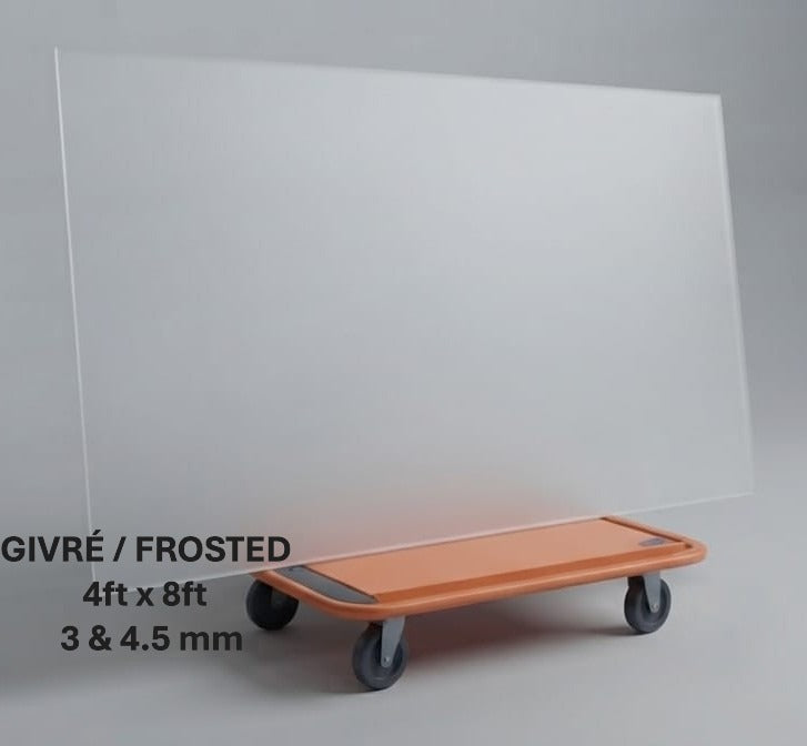 48" x 96" Clear Frosted Plexiglass Sheet, Thickness 1/8" / 3mm
