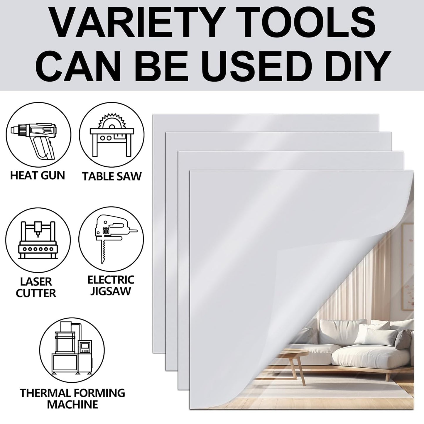 4' x 8' (3/16 inch I 4.5mm Thick) SILVER MIRROR Plexiglass Sheet $265