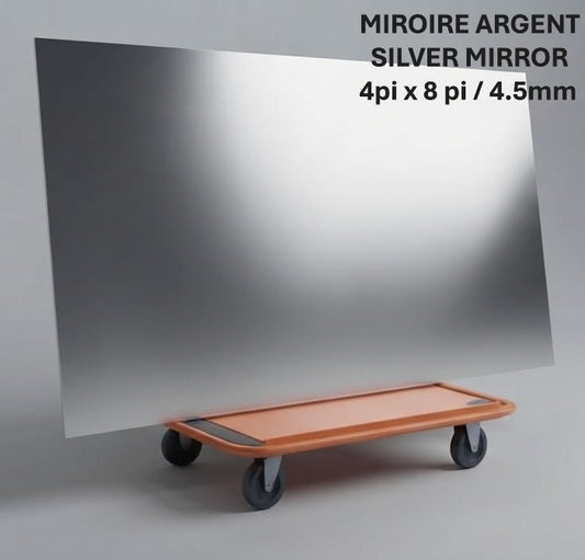 Plaque de plexiglas miroir argenté 4 pi x 8 pi (3/16 po / 4,5 mm d'épaisseur) : 265 $